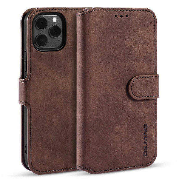DG.MING Retro Konstläder Folio Plånboksfodral iPhone 13 mini - Brun
