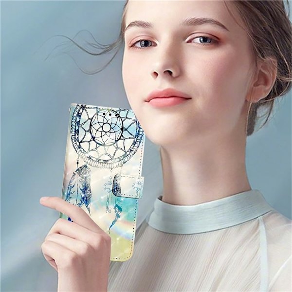 iPhone 16 Plus Plånboksfodral Printing Pattern Med Rem Flerfärgad
