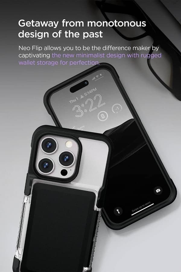 VRS DESIGN Neo Flip Cover iPhone 14 Pro Max - Sort Svart