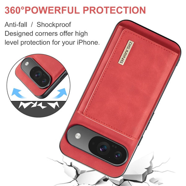 DG.MING Google Pixel 10 Pro/10 Plånboksfodral Detatchable M1 Röd