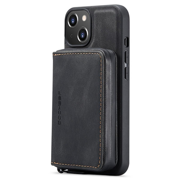 JEEHOOD Shockproof Case iPhone 14 Plus Konstläder Plånboksfodral Svart