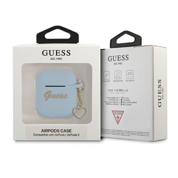 Guess Silicone Heart Charm Collection Skal Airpods - Blå