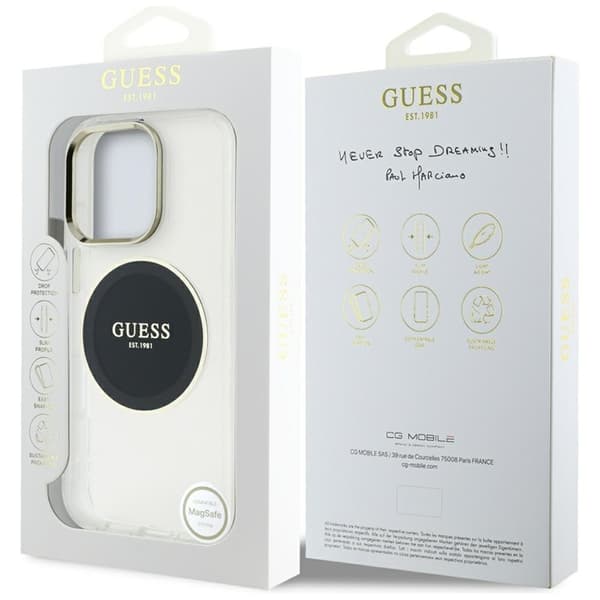 Guess Telefontaske til iPhone 16 Pro Max MagSafe Metal Circle Logo - Sort Svart