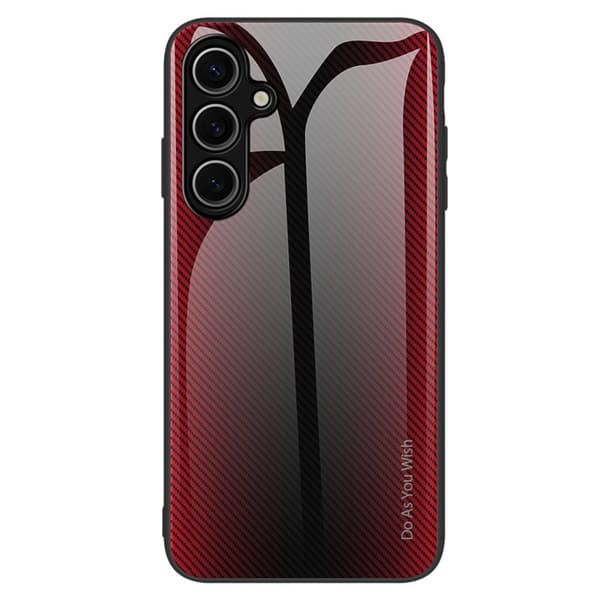 Mobilskal för Samsung Galaxy S26 Kolfibertextur TPU + Härdat glas - Röd