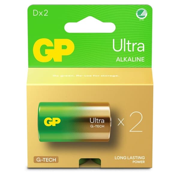 GP Batteri Ultra Alkaline D LR20 2-Pakke