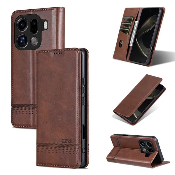 AZNS Oppo Find X9 Pro Plånboksfodral Konstläder - Brun