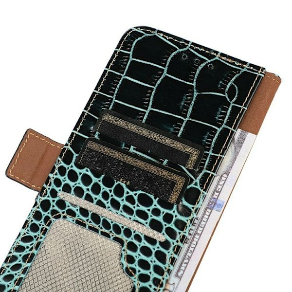 iPhone 17 Plånboksfodral Äkta Läder Crocodile - Grön Grön