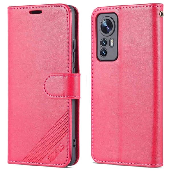 AZNS Xiaomi 12 Lite Plånboksfodral i Texturerat Konstläder - Röd