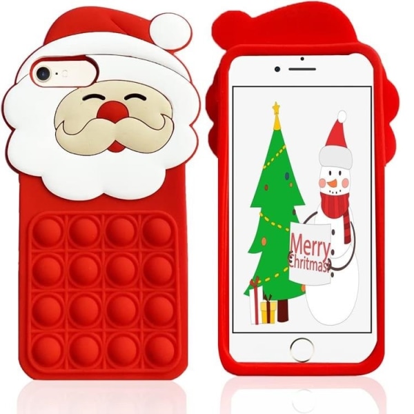 iPhone XS Max matkapuhelimen suojakuori silikoni Santa Claus Pop It - punainen