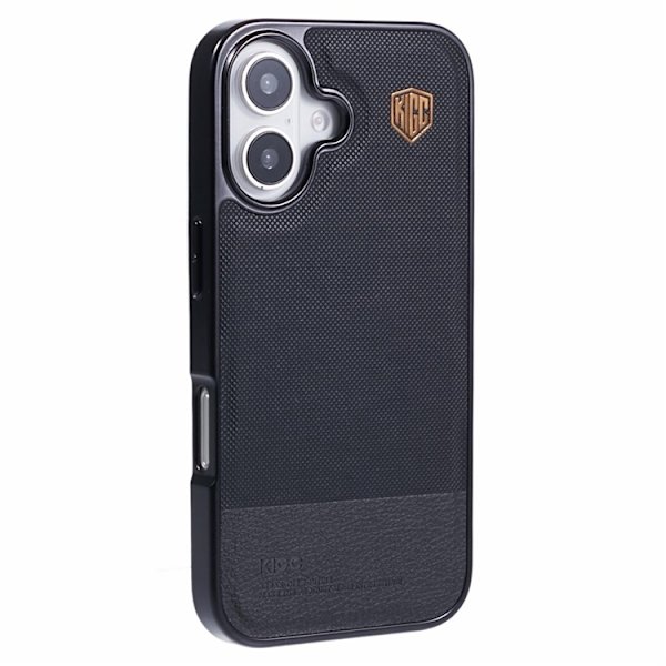 KIGC Mobilskal till iPhone 16 Electroplating PC + TPU + PU Svart