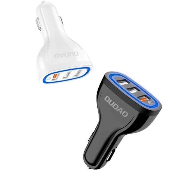 Dudao universal Billaddare 3x USB snabb laddning 3.0 Vit Vit