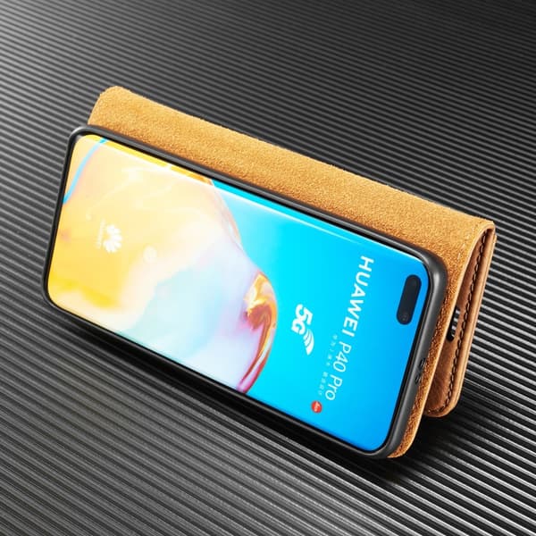 DG.MING Äkta Läder Plånboksfodral Huawei P40 Pro - Brun Brun