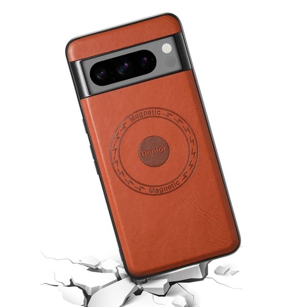 DENIOR Google Pixel 8 Pro Fodral Magnetiskt KonstLäder + PC - Brun