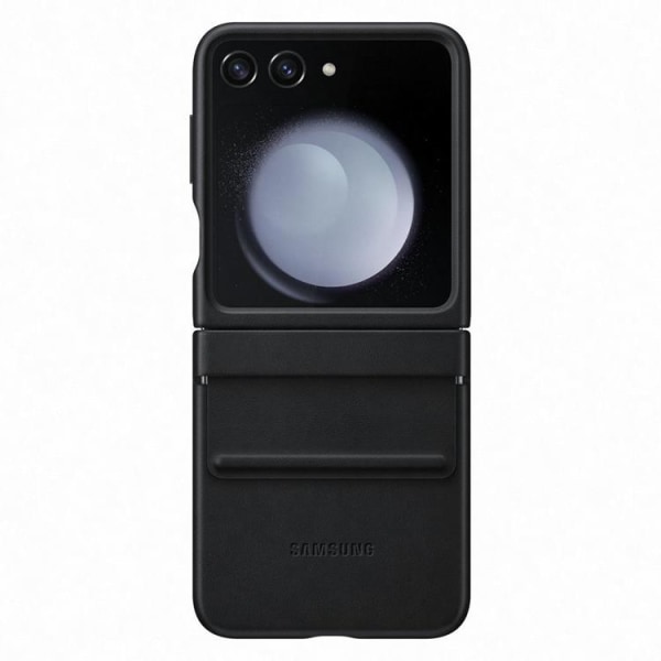 Samsung Galaxy Z Flip 5 matkapuhelimen suojakuori luonnonmukaista nahkaa - musta