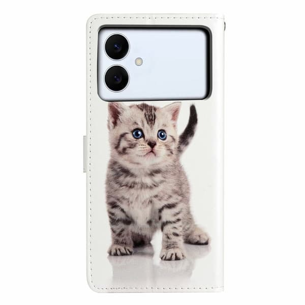 Samsung Galaxy S26 Edge Plånboksfodral Konstläder Mönstertryck Ställ - Söt Katt