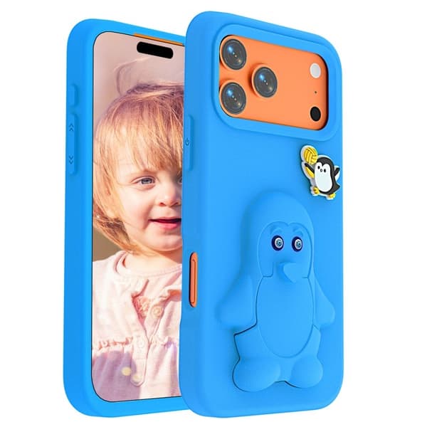Penguin Mobilskal till iPhone 17 Pro Max Kickstand Stöttålig EVA - Blå
