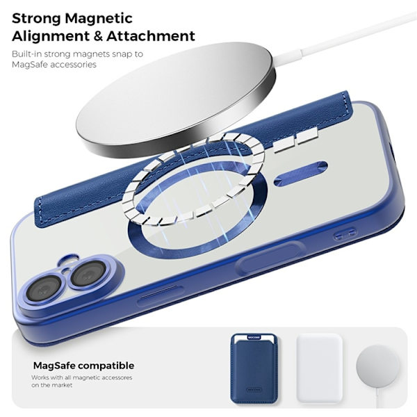 iPhone 17 Plånboksfodral MagSafe Rhombus Konstläder - Blå Blå