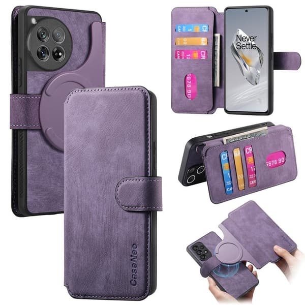 CASENEO OnePlus 12 5G Plånboksfodral - Detachable Konstläder - Lila