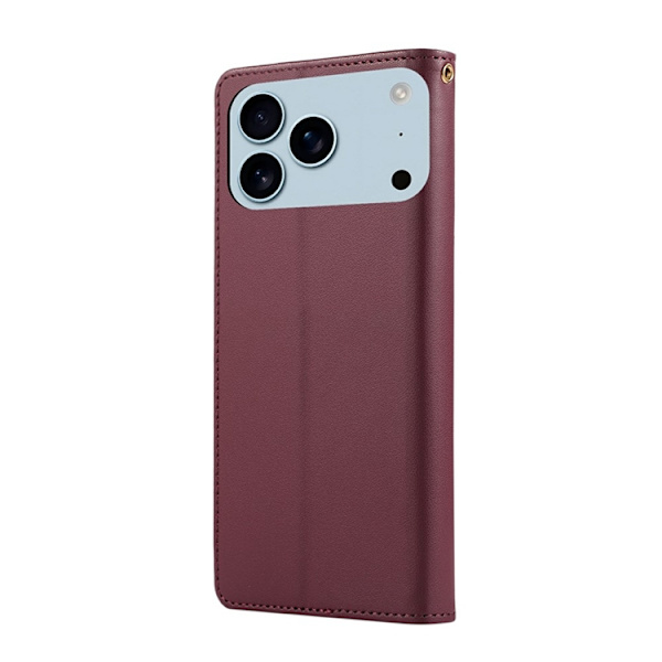 iPhone 17 Pro Max Plånboksfodral RFID Rhombus Läder - Röd Röd