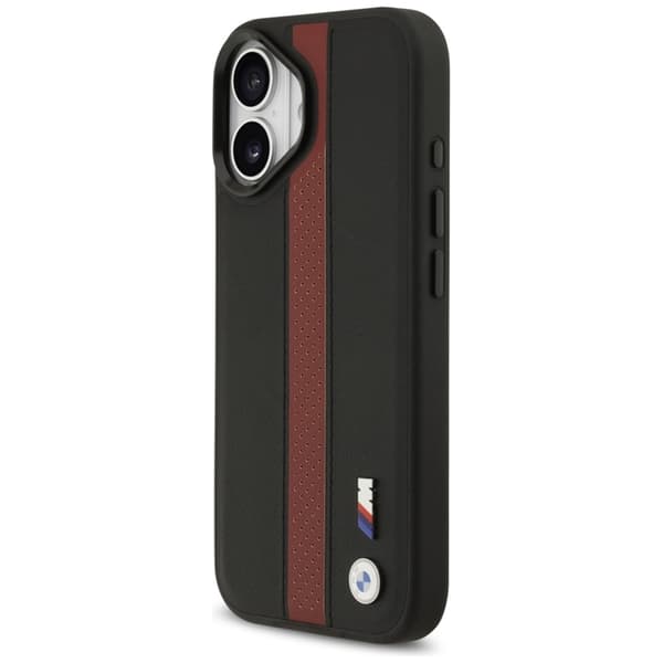 BMW telefontaske til iPhone 17 Magsafe perforeret stribe logo - rød Svart