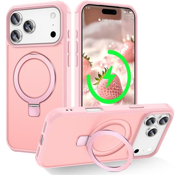 Mobilskal till iPhone 17 Pro MagSafe TPU+PC Kickstand - Rosa Rosa