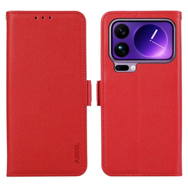 ABEEL Mobilskal till Xiaomi 17 Pro Max KonstLäder RFID-Skydd Röd