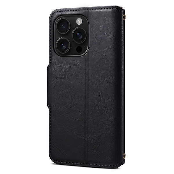 DENIOR iPhone 16 Pro Plånboksfodral Konstläder Svart