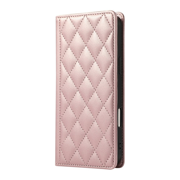 iPhone 17 Pro Plånboksfodral RFID Rhombus Läder - Roséguld Roséguld