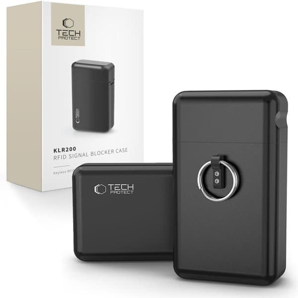 Tech-Protect RFID-blokerende Faraday nøglefri bilnøgleetui - sort Svart