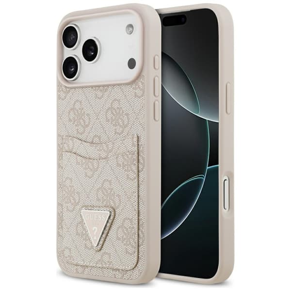 Guess Mobilcover til iPhone 17 Pro Max 4G Double Card Triangle Rosa