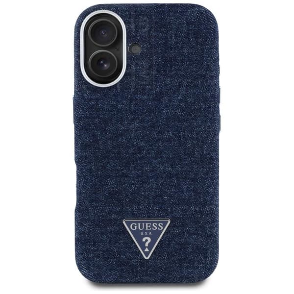 Guess Telefontaske til iPhone 16 MagSafe Denim Triangle Logo - Blå Blå