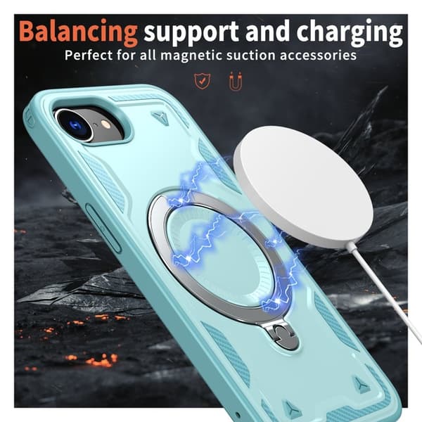 Mobilskal till iPhone 16e Militärskydd Plast Kickstand - Blå