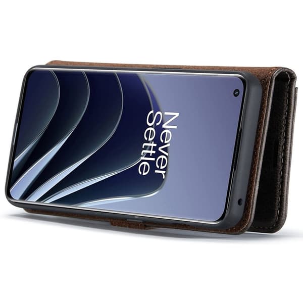 DG.MING OnePlus 10 Pro 5G Plånboksfodral Äkta Läder, Stötabsorberande, Grå