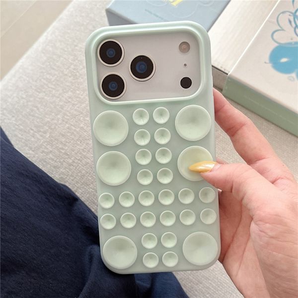 Mobilskal till iPhone 17 Pro Max Sugkopp Silikon med Tygfoder - Grön Grön