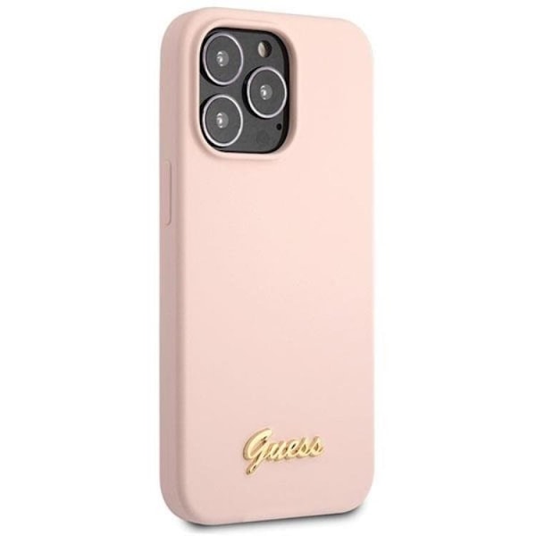 Guess Mobilskal till iPhone 13 Pro Max Silicone Script Gold Logo - Ljusrosa