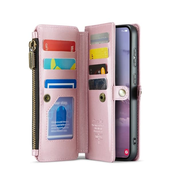 CASEME Plånboksfodral Konstläder för Samsung Galaxy S24 FE - Rosa