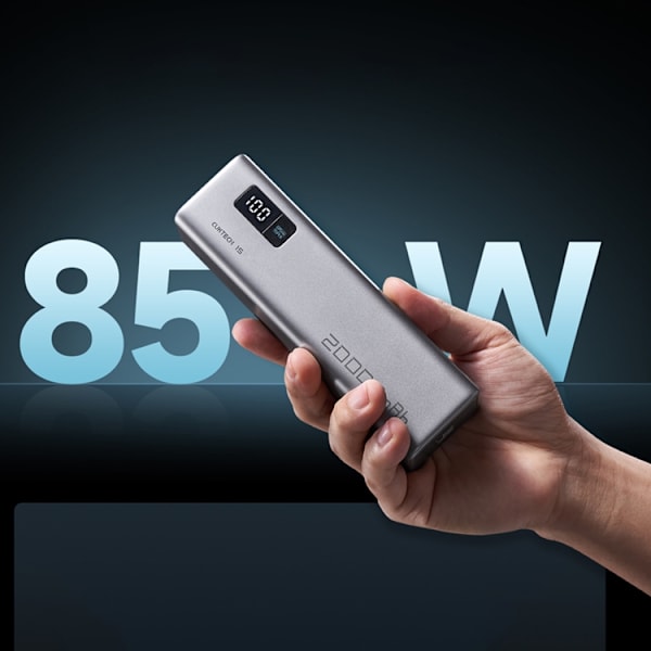Cuktech Powerbank 20000 mAh 100W 2xUSB-C 1xUSB-A - Grå Grå