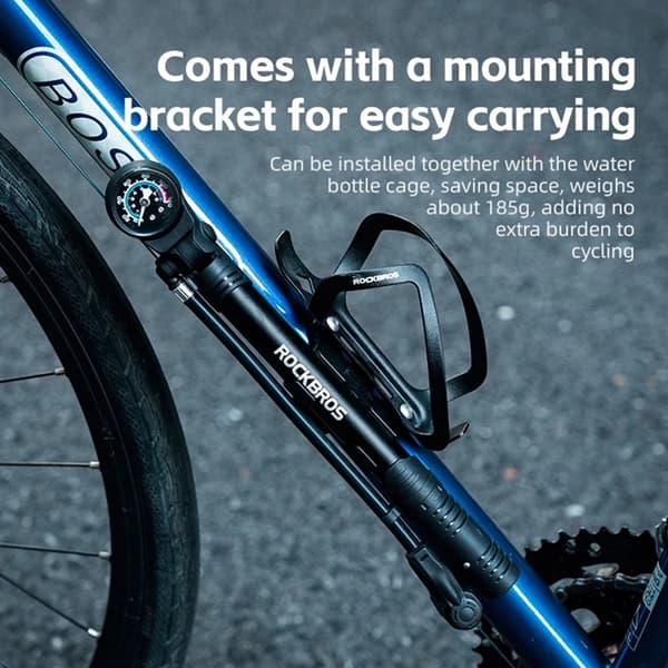 Rockbros Cykelpump med tryckmätare - Svart Svart