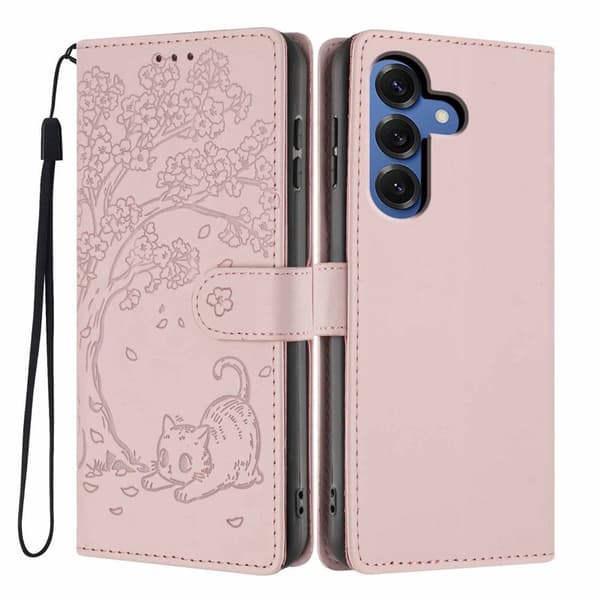 Plånboksfodral för Samsung Galaxy S26 Plus Ställfunktion Konstläder - Rosa