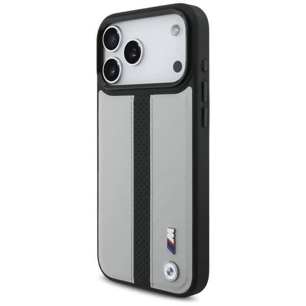 BMW telefontaske til iPhone 17 Pro Max MagSafe M perforeret stribe logo - grå Grå