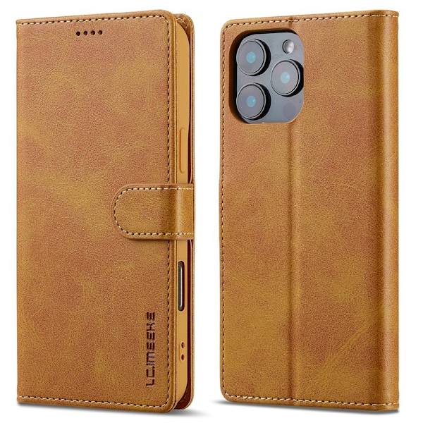 LC.IMEEKE iPhone 16 Pro Max Plånboksfodral Konstläder - Gul