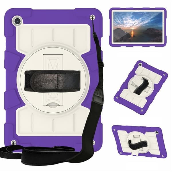 Mobilskal till Galaxy Tab A9 Plus Rotating Handrem Med Axelrem Lila