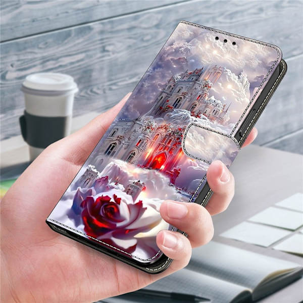 Galaxy A17 5G Konstläder Plånboksfodral Pattern Printing - Castle
