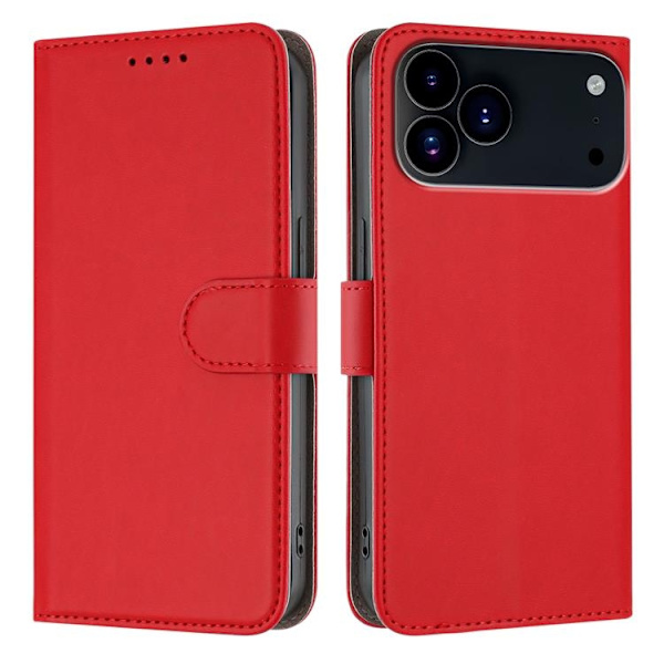 iPhone 17 Pro Konstläder Plånboksfodral Solid Color - Röd Röd