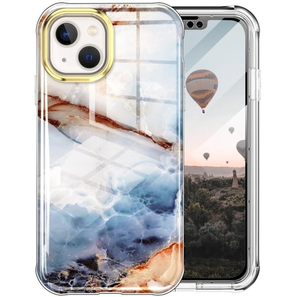 iPhone 14 Plus Cover 360 Marble - Brun L07 Brun