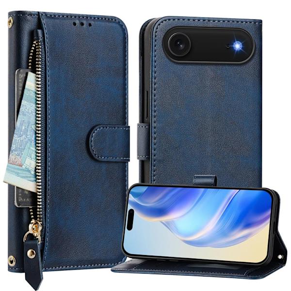 iPhone Air Plånboksfodral Zipper Pocket Läder - Blå Blå