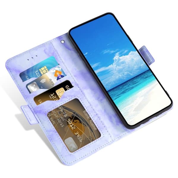Samsung Galaxy S26 Plånboksfodral Marmor Mönster Dubbel Magnetlås - Lila
