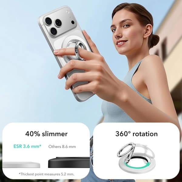 ESR Magnetic Magsafe Phone Ringhållare Halolock - Vit Vit