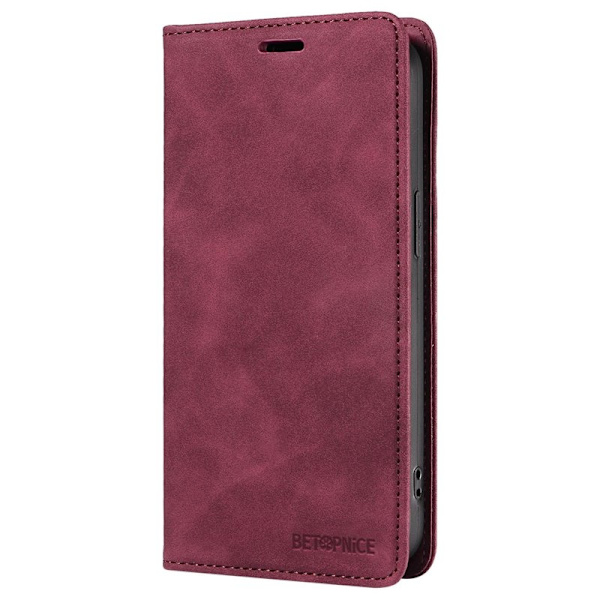 BETOPNICE 003 iPhone 16 Pro Max Plånboksfodral Konstläder - Röd