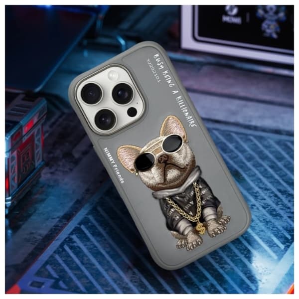 Nimmy Telefontaske til iPhone 16 Pro Max Briller Cool Dog - Grå Grå